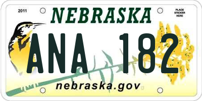 NE license plate ANA182