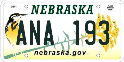 NE license plate ANA193