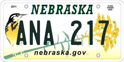 NE license plate ANA217