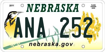 NE license plate ANA252