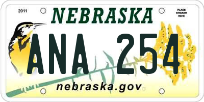 NE license plate ANA254