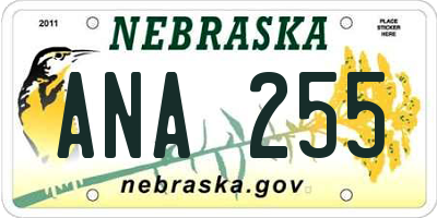 NE license plate ANA255
