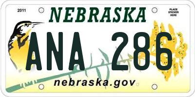 NE license plate ANA286