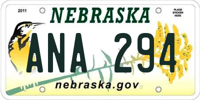 NE license plate ANA294