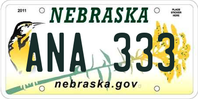 NE license plate ANA333