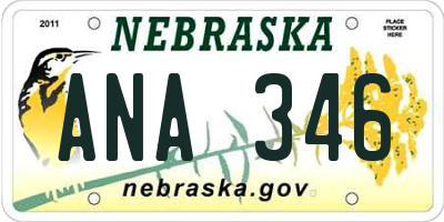 NE license plate ANA346