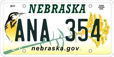 NE license plate ANA354