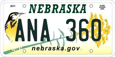 NE license plate ANA360