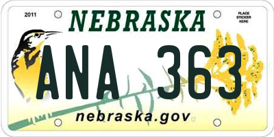 NE license plate ANA363