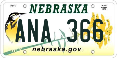 NE license plate ANA366