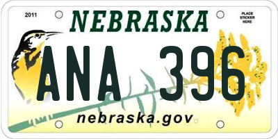 NE license plate ANA396