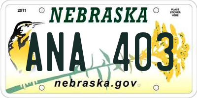 NE license plate ANA403