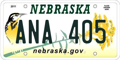 NE license plate ANA405