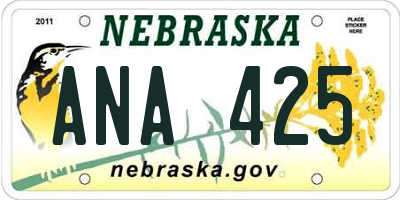 NE license plate ANA425