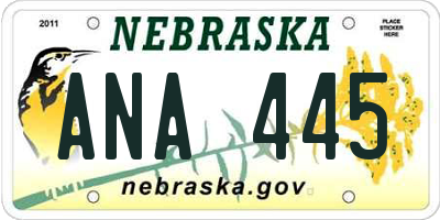 NE license plate ANA445