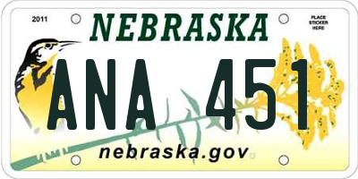 NE license plate ANA451