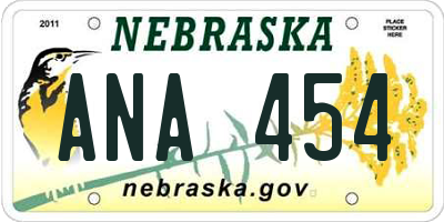 NE license plate ANA454
