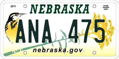 NE license plate ANA475