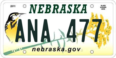 NE license plate ANA477