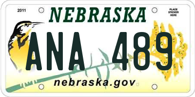 NE license plate ANA489