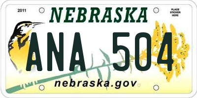 NE license plate ANA504