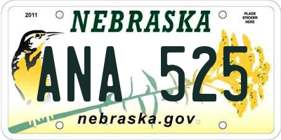 NE license plate ANA525