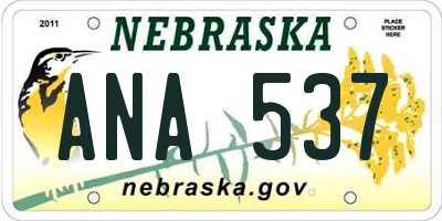 NE license plate ANA537