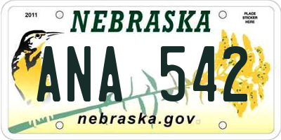 NE license plate ANA542