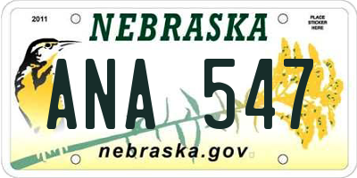 NE license plate ANA547