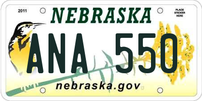 NE license plate ANA550