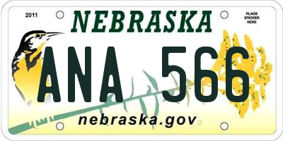 NE license plate ANA566