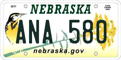 NE license plate ANA580