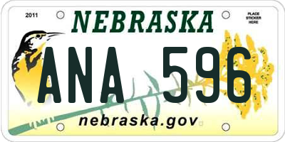 NE license plate ANA596