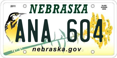 NE license plate ANA604