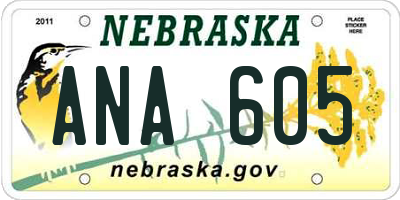NE license plate ANA605