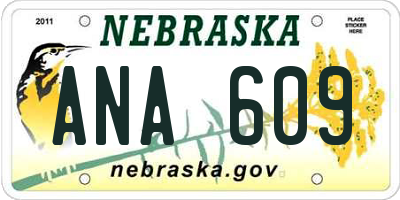 NE license plate ANA609