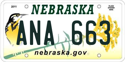 NE license plate ANA663