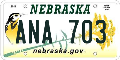 NE license plate ANA703