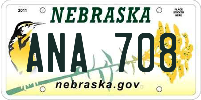 NE license plate ANA708