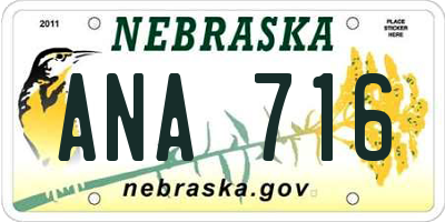 NE license plate ANA716