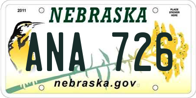 NE license plate ANA726