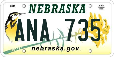NE license plate ANA735