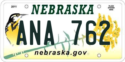 NE license plate ANA762