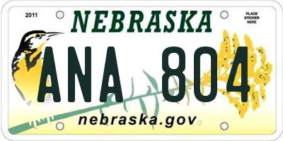 NE license plate ANA804