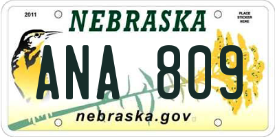 NE license plate ANA809