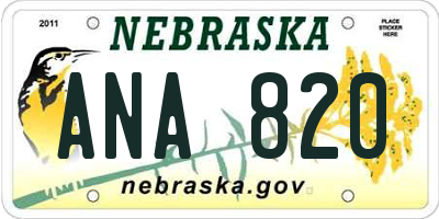 NE license plate ANA820