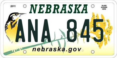 NE license plate ANA845