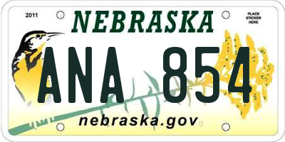 NE license plate ANA854