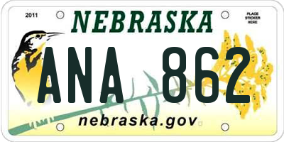 NE license plate ANA862