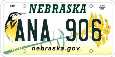 NE license plate ANA906